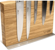 (D) Laguiole 6-Piece Kitchen Cutlery Set on Magnetic Oak Block (Walnut Handles)