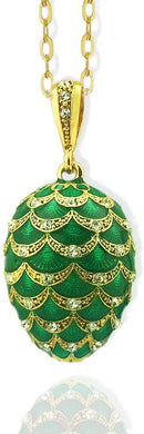 (D) Religious Gifts Enamel 925 Silver Pine Cone Gold Plated Pendant (Green)