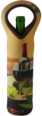 (D) Neoprene Wine Bottle Tote Carrier Bag for Outdoors (Yellow Glass)