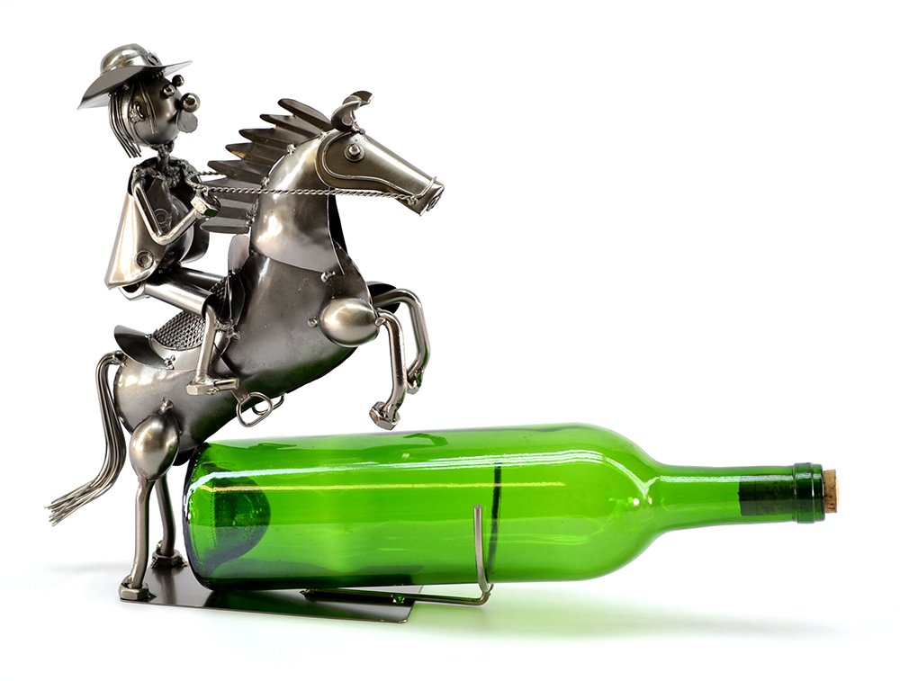 (D) Wine Bottle Holder, Cowboy on Horse, Bar Counter Decoration