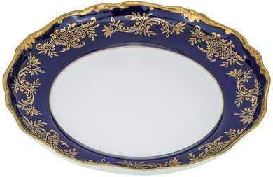 Royalty Porcelain Cobalt Blue Fruit Serving Platter, 24K Gold Ornament (12R)