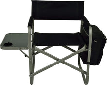 (D) Folding Chair Portable Camping Chairs with Table and Removable Cooler (Black)