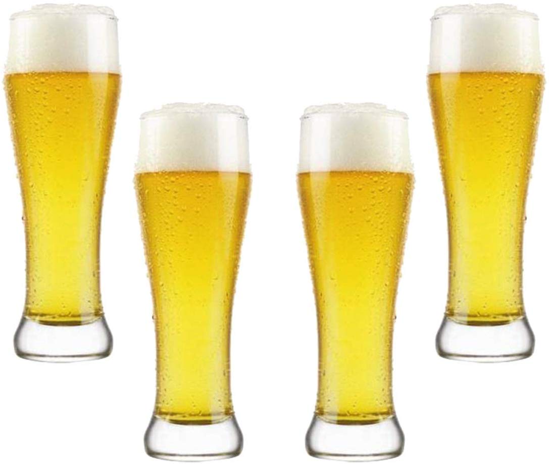 Berlin Pilsner Beer Glasses 19 Oz, Modern Clear Party Glassware Set of (4)