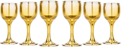 Liquer Glasses Vodka Stemmed Glasses Set, Gold Set of 6 'Honey' 2 Oz