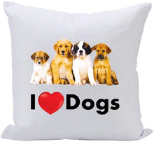 (D) Sofa Throw Pillow 16 Inch, White with Puppies, Funny Pillow for Dogs Lovers