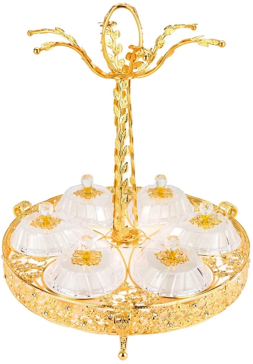 Italian Collection Gold Sectional Сandy Serving Tray (Sun with 6 Bowls)