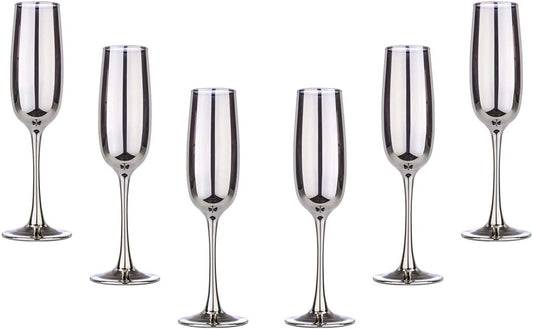 Champagne Flute, Champagne Glasses 6 Oz, Modern Glassware Set of 6