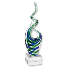 (D) Handcrafted Murano Art Glass Blue & Green Spectrum Figurine 14" on Base