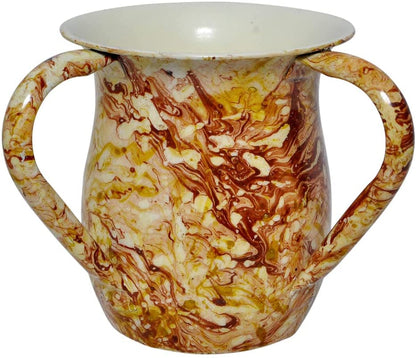 (D) Judaica Stainless Steel Wash Cup with Stone Decor