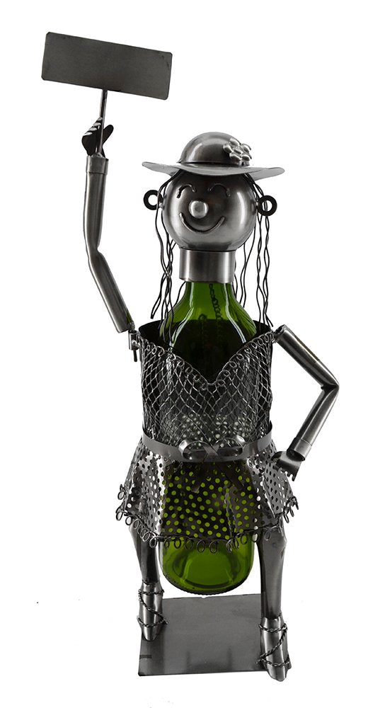 (D) Wine Bottle Holder, Lady with Sign, Bar Counter Decoration