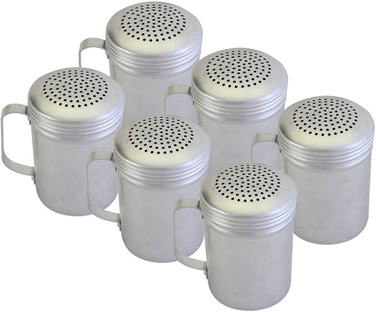 Salt and Pepper Shakers 10 Oz Dredge With Handle, Aluminum, Kitchen Utensil (6 PC)