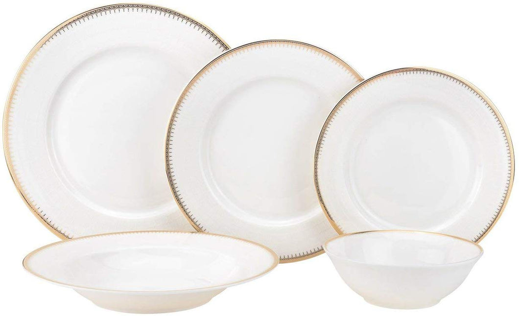 Royalty Porcelain 20-pc Dinner Set 'Royal Gold', Bone China Porcelain
