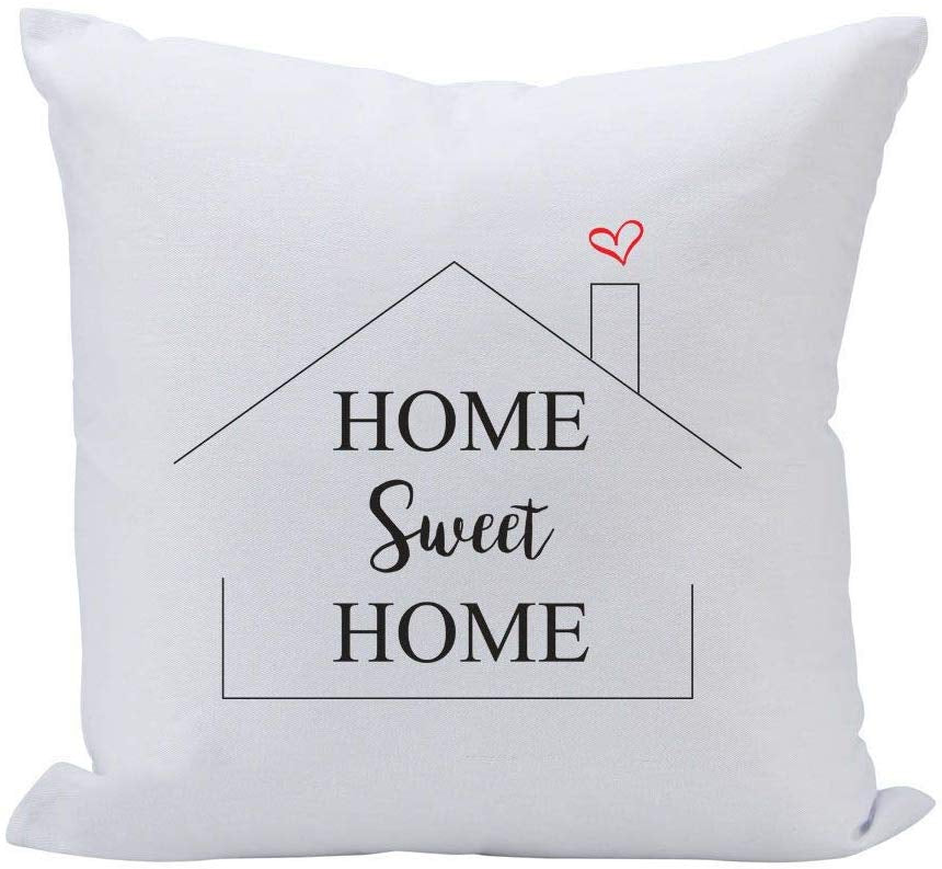 (D) Sofa Throw Pillow, White with Home Sweet Home Title, Decorative Pillow