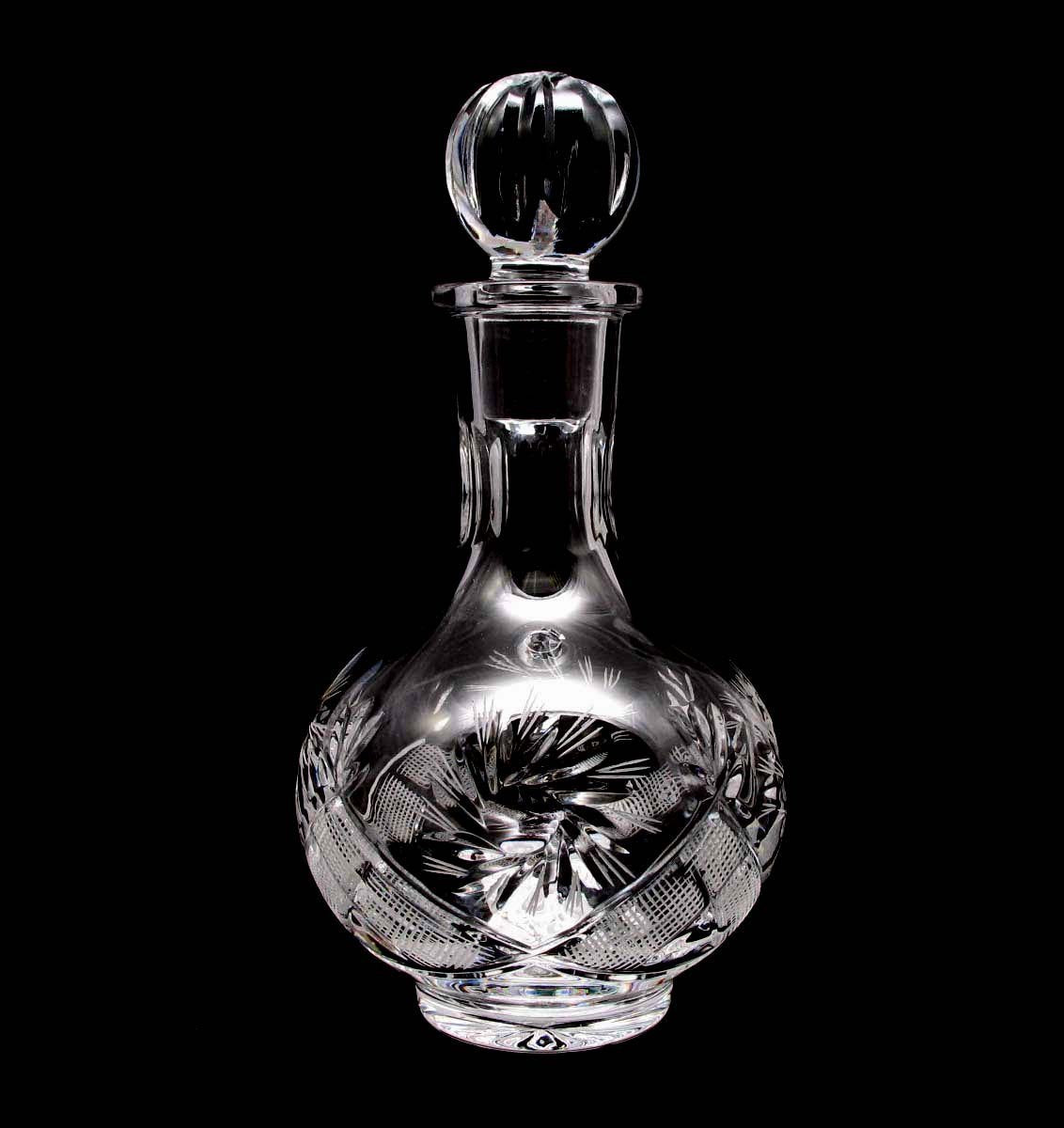 Russian Cut Crystal Vodka Decanter Carafe, 12 oz, Vintage USSR