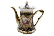 Royalty Porcelain 17pc Cobalt Blue Tea set 'Second Date' Flower Print Tableware