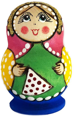 (D) Russian Souvenirs Matryoshka Doll Wooden Hand Made Magnet (Green Yellow)