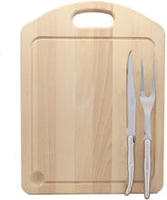 (D) Laguiole French Carving Set and Board, Vintage Cutting Boards 2 PACK (Silver)