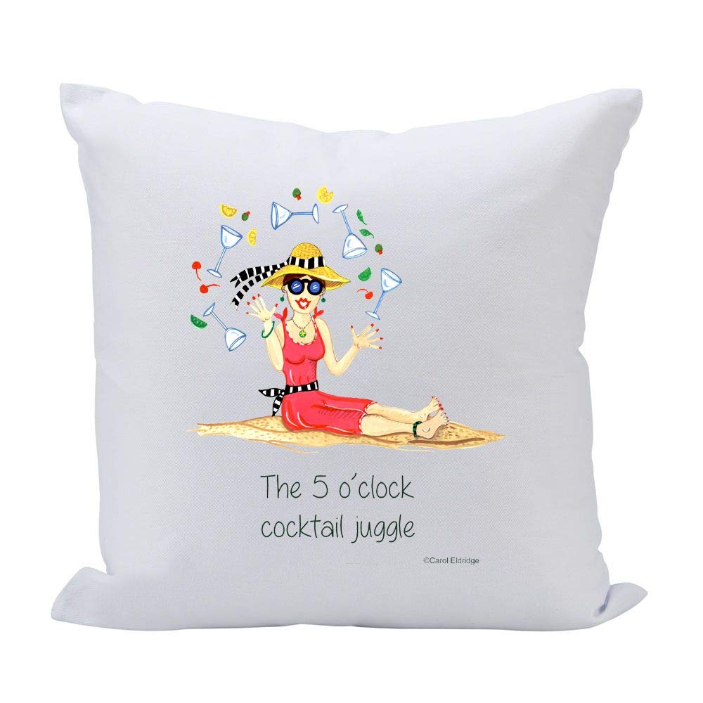 (D) Sofa Throw Pillow, White with Funny Woman 16 Inches, Gift for Best Friend