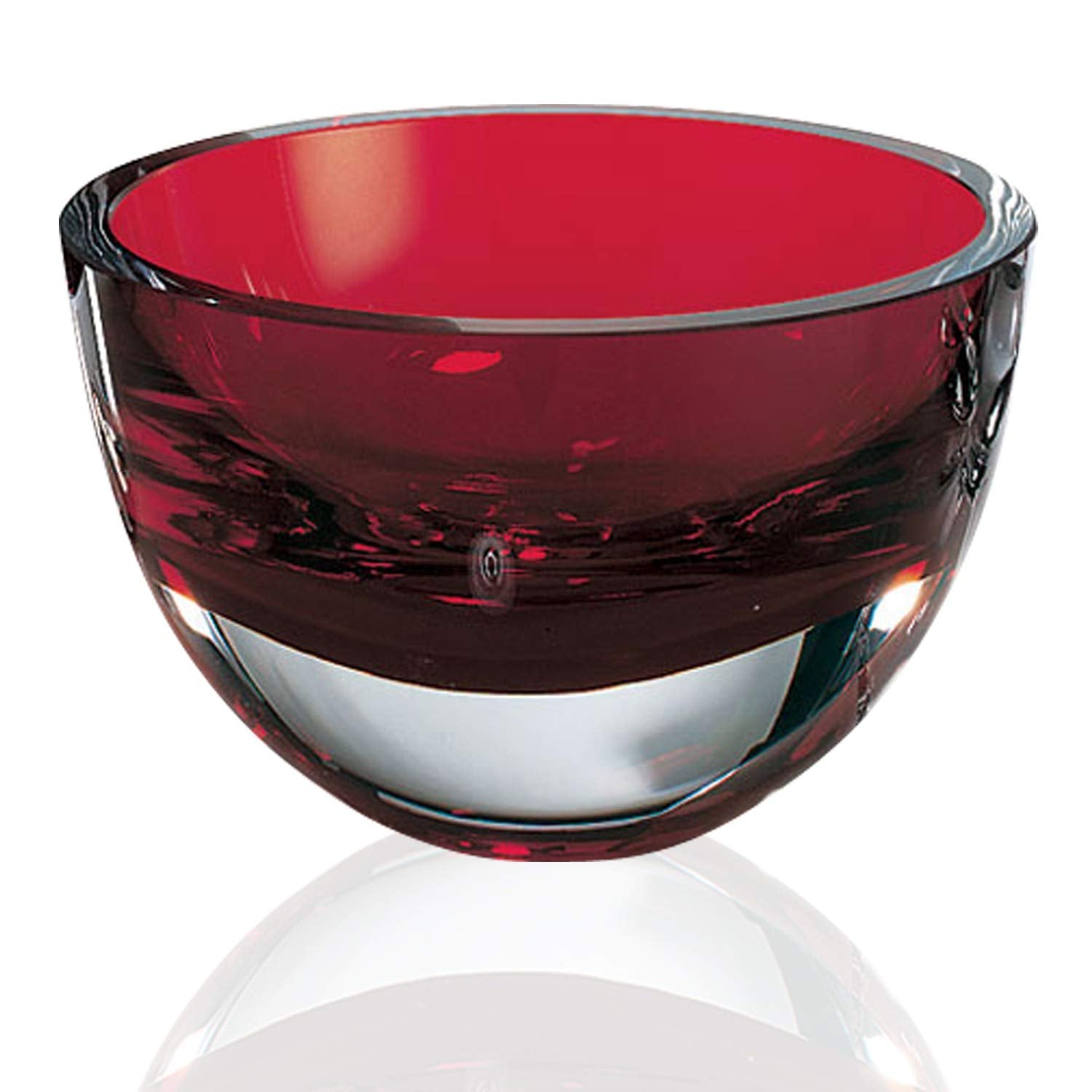(D) Handcrafted 'Penelope Red' Lead Free Crystal Centerpiece Serving Bowl 6"D