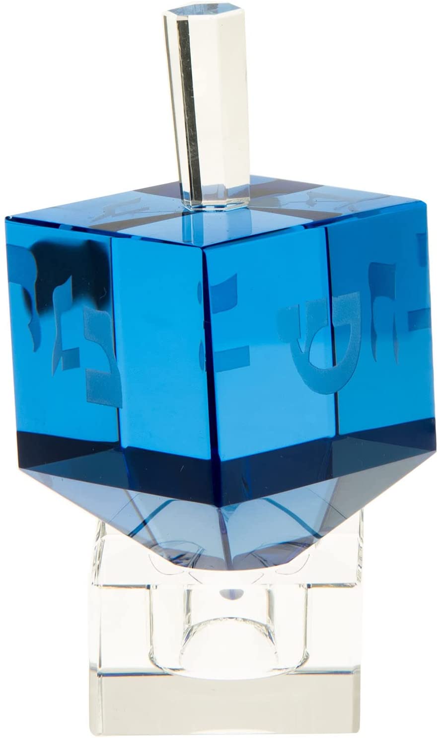 (D) Classic Crystal Dreidel Blue Judaica Hanukah Jewish Holiday Decoration 3.25 inch