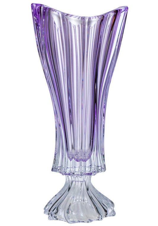 Bohemia Collection Footed Crystal Flower Centerpiece Vase 16 Inch (Purple)