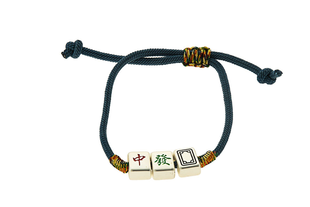 (D) Mah Jongg Tile Rope Bracelet on String, Jewelry for Men and Women