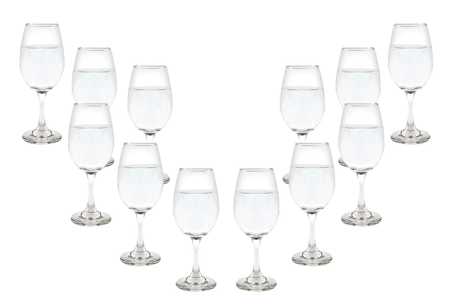 Rioja Stemmed Wine Glasses 12,75 Oz, Modern Crystal Clear Goblets Set (12)