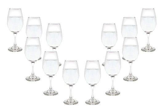 Rioja Stemmed Wine Glasses 12,75 Oz, Modern Crystal Clear Goblets Set (12)