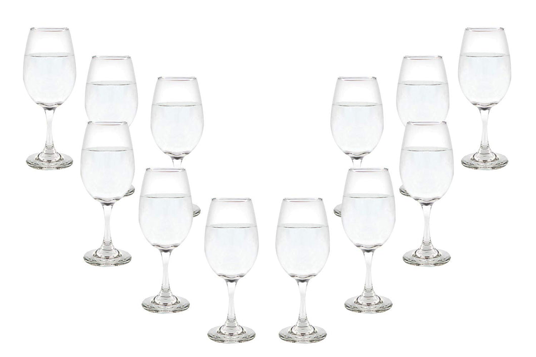 Rioja Stemmed Wine Glasses 12,75 Oz, Modern Crystal Clear Goblets Set (12)