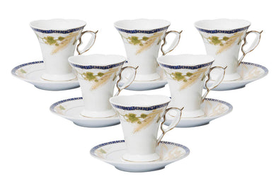 Royalty Porcelain 12-pc Espresso Coffee Set Gold Floral, Bone China