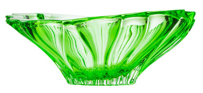 Bohemian Crystal 'Aurum' Centerpiece Vase, Pink Fruit Bowl 13"W (Green)