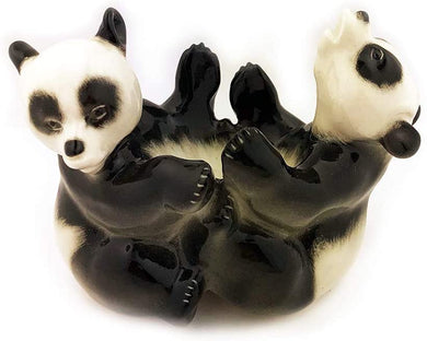 (D) Royalty Porcelain Lomonosov Animal Figurine Two Pandas Bears 4 inch