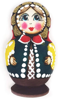 (D) Russian Souvenirs Matryoshka Doll Hand Made Wooden Magnet (Green)