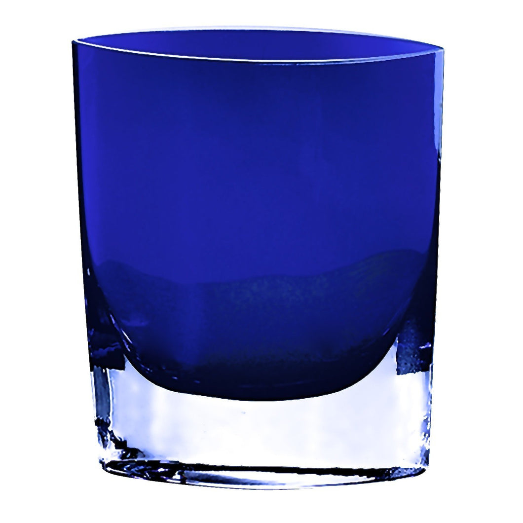 (D) Handcrafted 'Samantha Blue' Decorative Glass Centerpiece Flower Vase 8