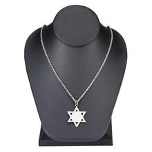 (D) Star of David Stainless Steel Pendant, Silver Metal Necklace Jewelry
