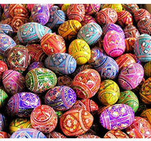 (D) Religious Gifts Assorted 12pc Colorful Wooden Ukrainian Easter Pysanky Eggs