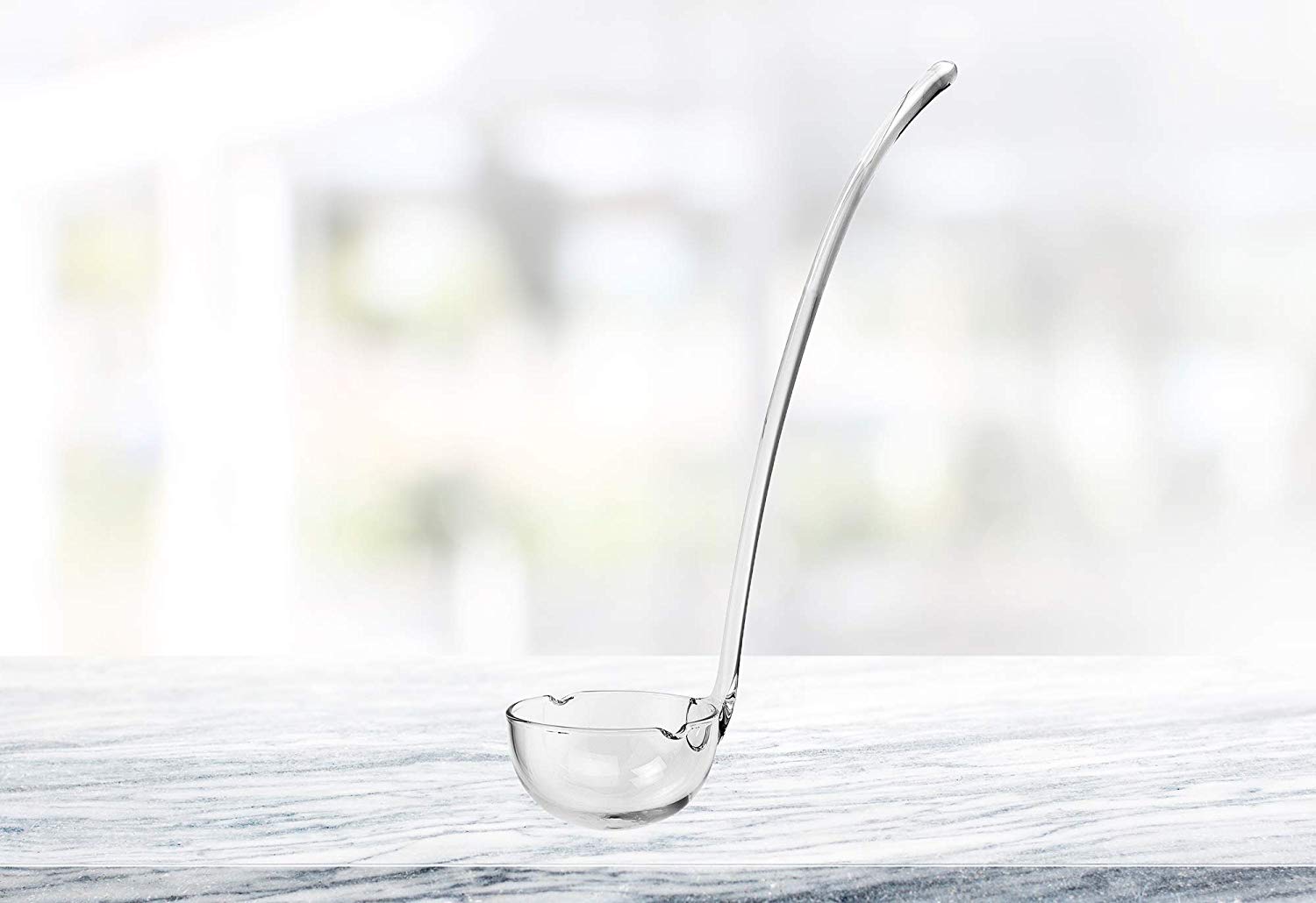 (D) Handcrafted Lead Free Crystal Glass Punch, Soup, Gravy Ladle 12"L