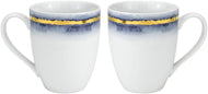 Royalty Porcelain 2-pc Mug Set Marble for Tea or Coffee, Bone China (Blue)