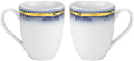 Royalty Porcelain 2-pc Mug Set Marble for Tea or Coffee, Bone China (Blue)
