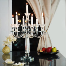 (D) Judaica Crystal Clear Candelabra Middle Stem 2 Ball (7 Arm 38cm H)