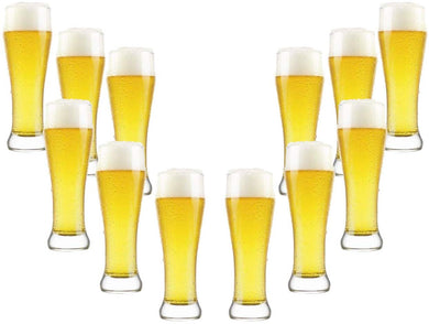 Berlin Pilsner Beer Glasses 19 Oz, Modern Clear Party Glassware Set of (12)