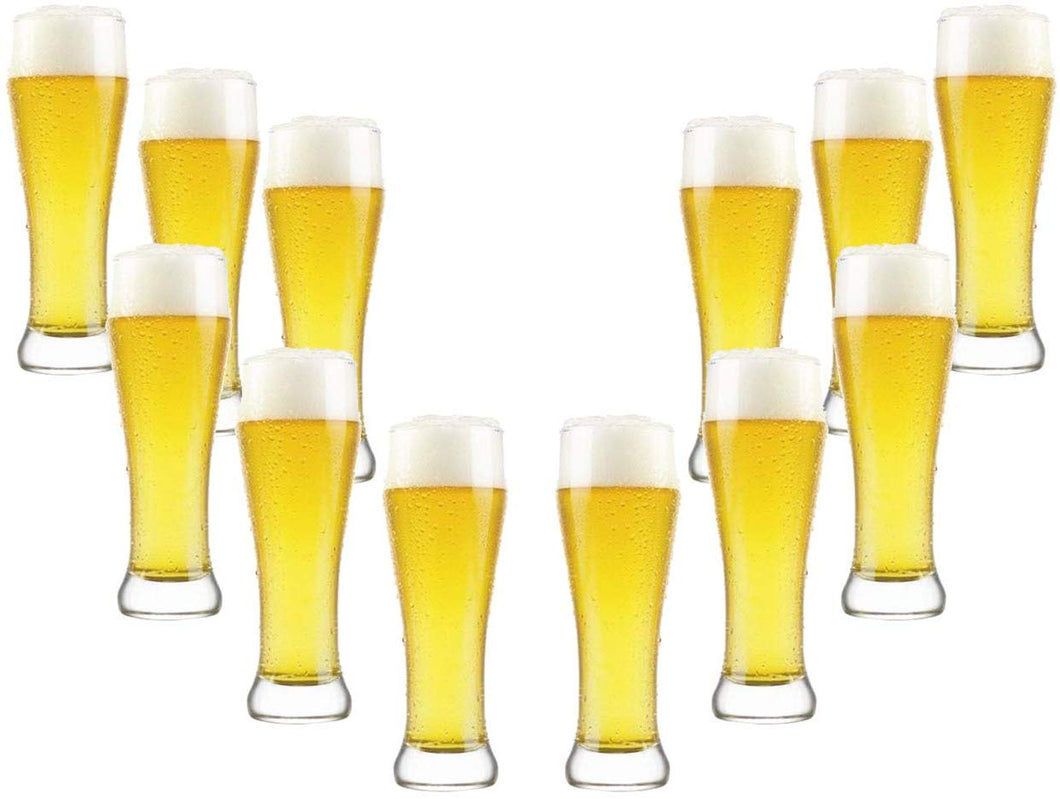 Berlin Pilsner Beer Glasses 19 Oz, Modern Clear Party Glassware Set of (12)