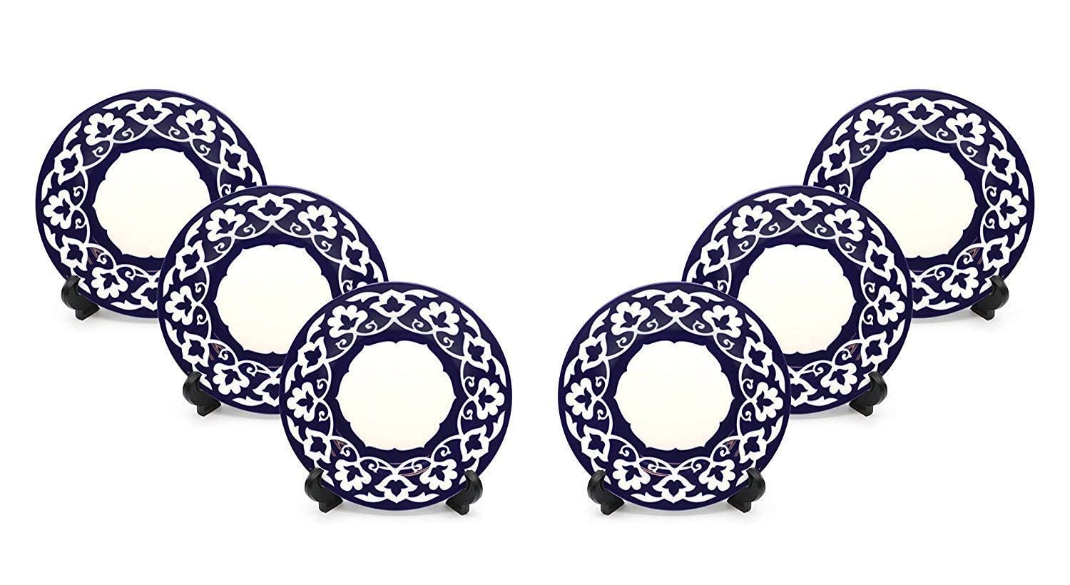 Royalty Porcelain 6-pc Russian Fine Blue Floral Set of Plates for 6 (Dessert)