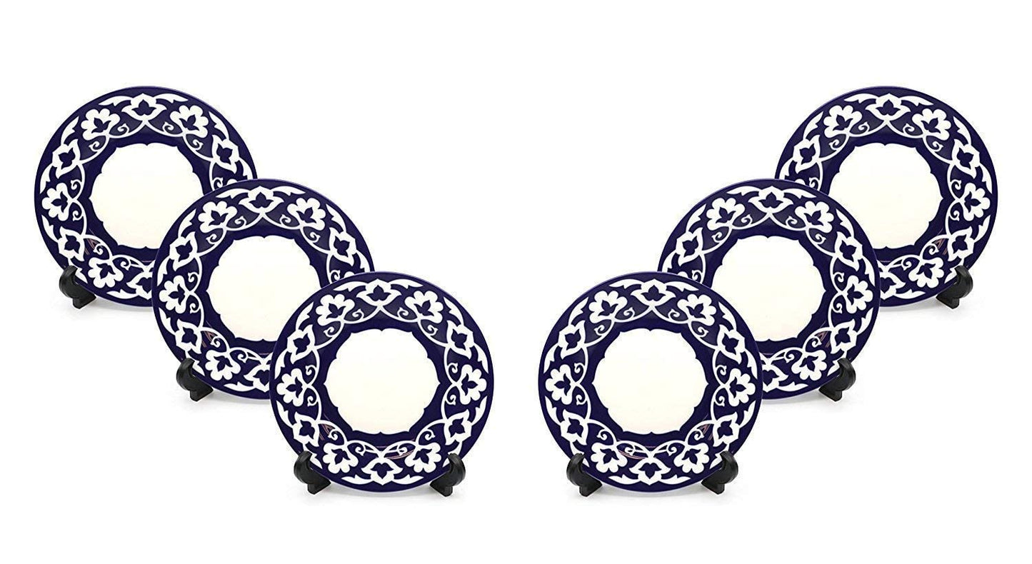 Royalty Porcelain 6-pc Russian Fine Blue Floral Set of Plates for 6 (Dessert)