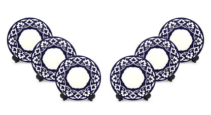 Royalty Porcelain 6-pc Russian Fine Blue Floral Set of Plates for 6 (Dessert)