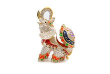 Trinket Jewelry Box with Swarovski, Decorative Figurines White Elephant 7 Inch