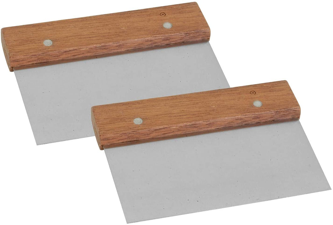Stainless Steel Bench Scraper, Chopper Dough with Wooden Handle for Bakeware (2 PC)