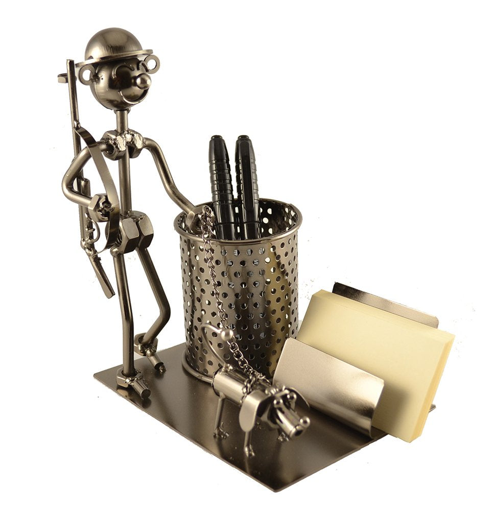 (D) Metal Hunter Business Card and Pen Holder for Desk Industrial Style