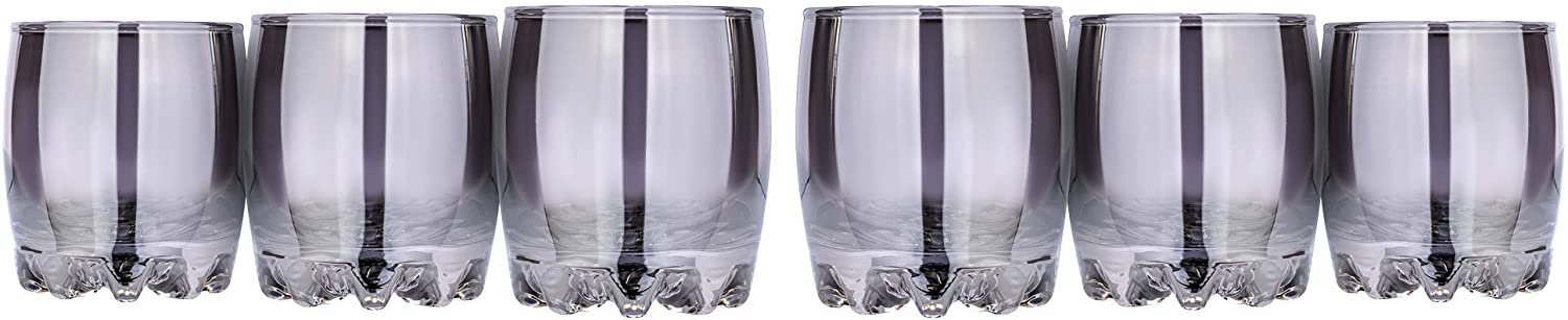 Grey DOF Glasses Tumblers Rock Glassware 'Graphite' Set 6-pc, Water Glasses