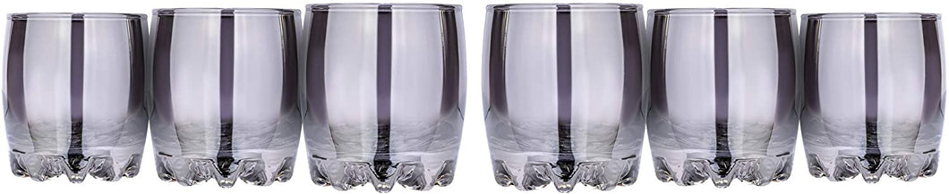 Grey DOF Glasses Tumblers Rock Glassware 'Graphite' Set 6-pc, Water Glasses